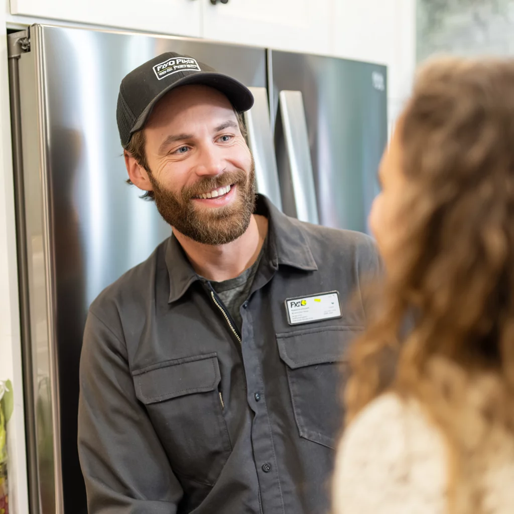 Team photo of friendly staff in front of their service van.